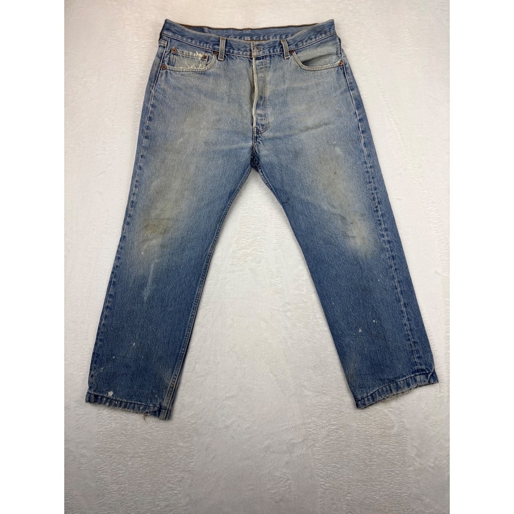 Vintage Levis 501xx Made in USA Light Wash Knee & Waist Fade Whiskering CB5-5
